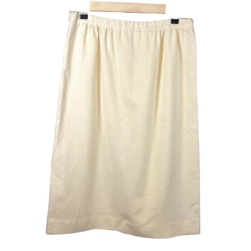 Pendleton Vintage 100% Virgin‎ Wool Cream Midi Skirt Size 12 Made in USA